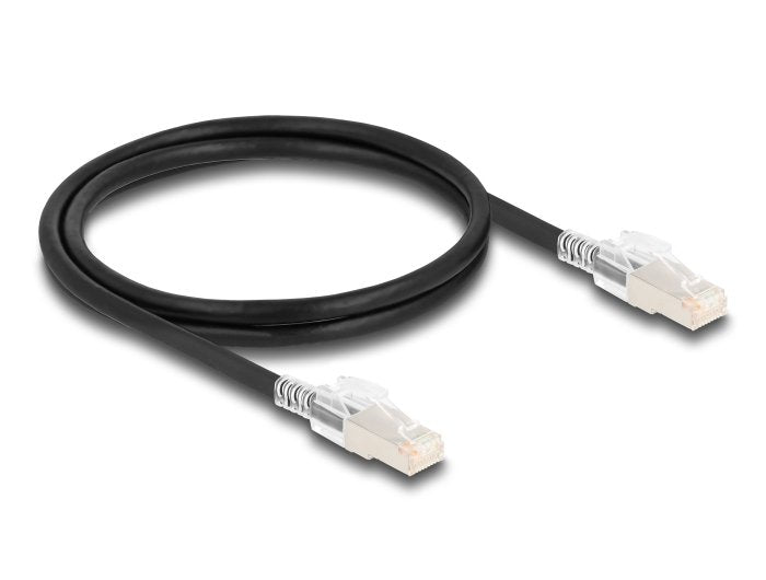 Delock 80255 Cable De Red Rj45 Cat.6a S/Ftp Con Juego De Clips De Seguridad, 1 M, Negro