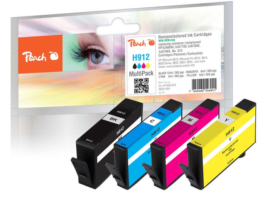 Peach Pi300-970 Cartucho De Tinta 4 Pieza(S) Compatible Rendimiento Estándar Negro, Cian, Magenta, Amarillo