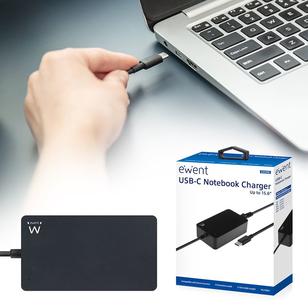 Cargador Ewent 45w Usb-C Para Portatil