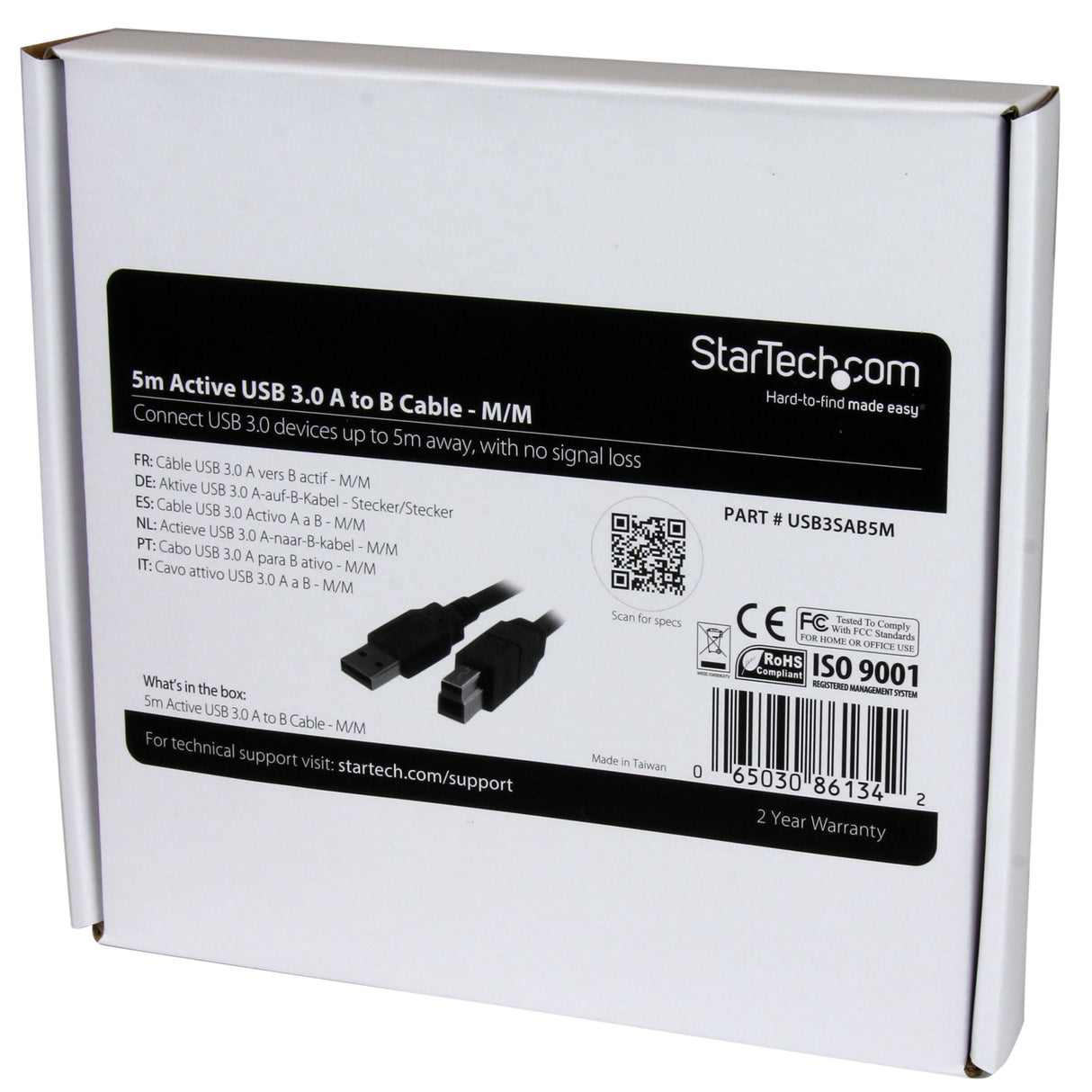 EAN 0065030861342 - StarTech.com USB3SAB5M cable USB USB 3.2 Gen 1 (3.1 Gen 1) 5 m USB A USB B 5 Gbit/s Negro imagen 4
