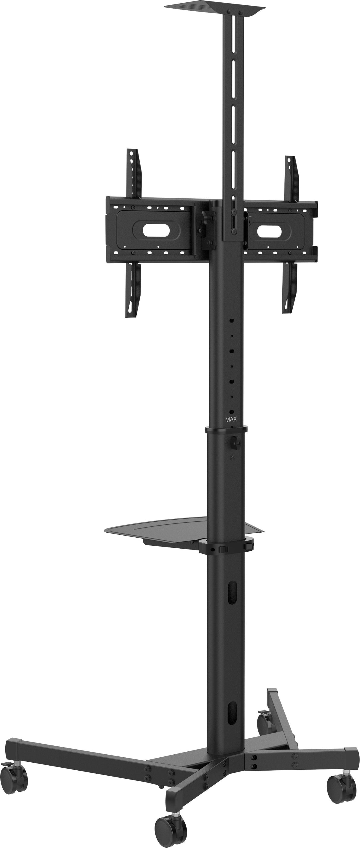 Soporte De Exhibición De Valores Vision Garantía De Por Vida Construcción De Acero El Carro Se Adapta A Pantallas De 31-80" Con Tamaños Vesa De Hasta 600 X 400 Gira De Vertical A Horizontal Ajuste De Altura Manual Que Se Puede Bloquear Para