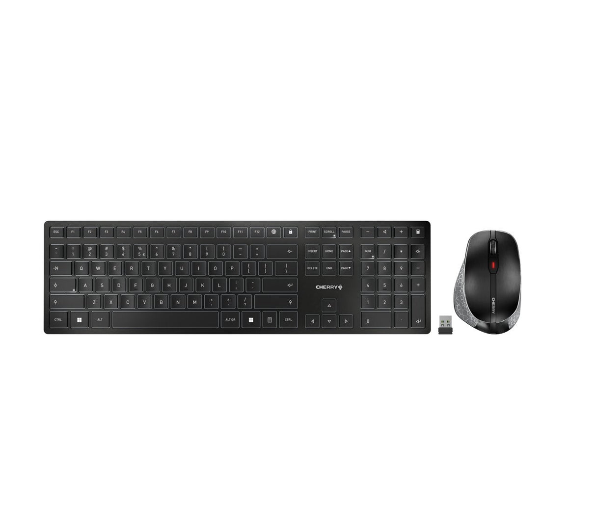 Teclado Inglés + Ratón Cherry Dw 9500 Slim Incluido Rf Wireless + Bluetooth Qwerty Negro, Gris