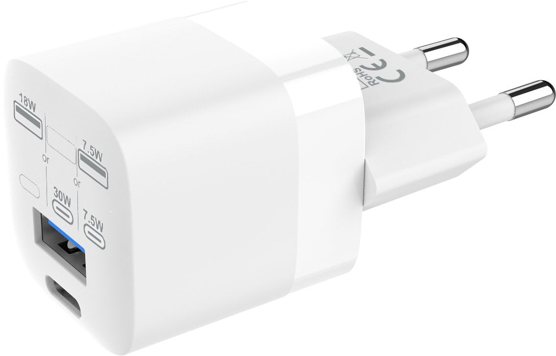 De Fábrica Certificada Mfi 30 W 5v 3a O 9v 3a O 12v 2.5a O 15v 2a O 20v 1.5a Puerto Usb C Puerto Usb A Enchufe Schuko Eu Cee 7/7 Transistores De Nitruro De Galio (Gan) Lo Hacen Muy Compacto Carga Rápida Con Iphone Pro Y Pro Max Carga Rápi