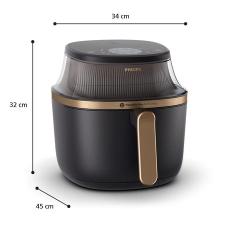 EAN 8720389034329 - Philips 3000 series NA342/00 freidora Sencillo Independiente 2000 W Freidora de aire caliente Negro, Oro imagen 8
