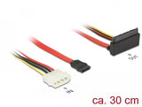 Delock 85514 Cable Sata De 6 Gb/S Hembra De 7 Pines + Enchufe De Alimentación De 4 Pines Molex > Sata Curvado Hacia Arriba, Hembra, Metálico De 22 Pines Y 30 Cm