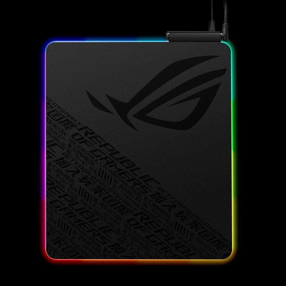 Alfombrilla Asus Rog Balteus Qi Asus Rog Balteus Qi, Negro, Monótono, Rojo/Verde/Azul, Base Antiderrapante, Alfombrilla De Ratón Para Juegos