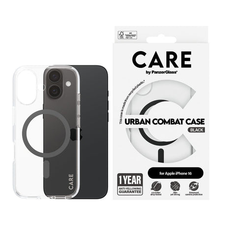EAN 5715685004117 - PanzerGlass CARE™ by ® Urban Combat Case Transparent w. Black MagSafe iPhone 16 funda para teléfono móvil imagen 2