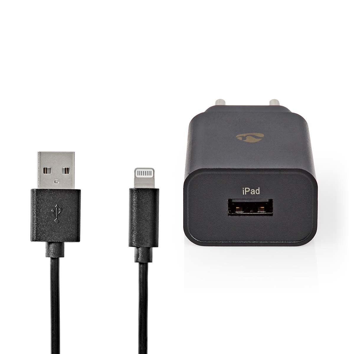 Nedis Cargador 1x 2.4 A Usb-A  Lightning De 8 Pines (Suelto) Cable 1.0m/12w Negro