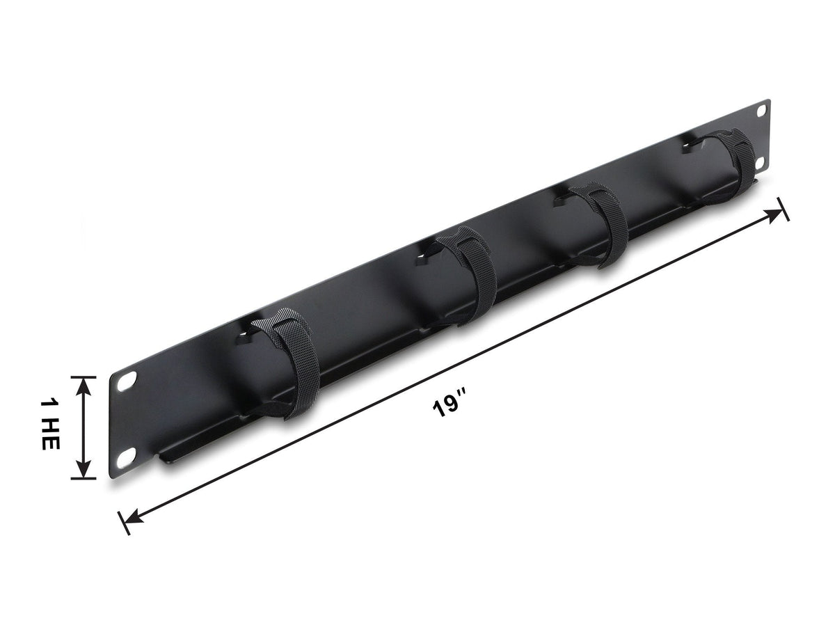 Delock 19? 1 He Organizador De Cables Panel Con 4 X Klett-Brida Para Cables Negro