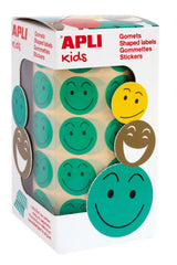 Apli Gomets Cara Feliz Verdes Ø 20mm - Adhesivo Removible - 900 Gomets Por Rollo - Ideal Para Motivar Y Premiar A Los Niños