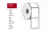 Label 100x150 - Core 25, Dt.  White, Permanent, Perforated.