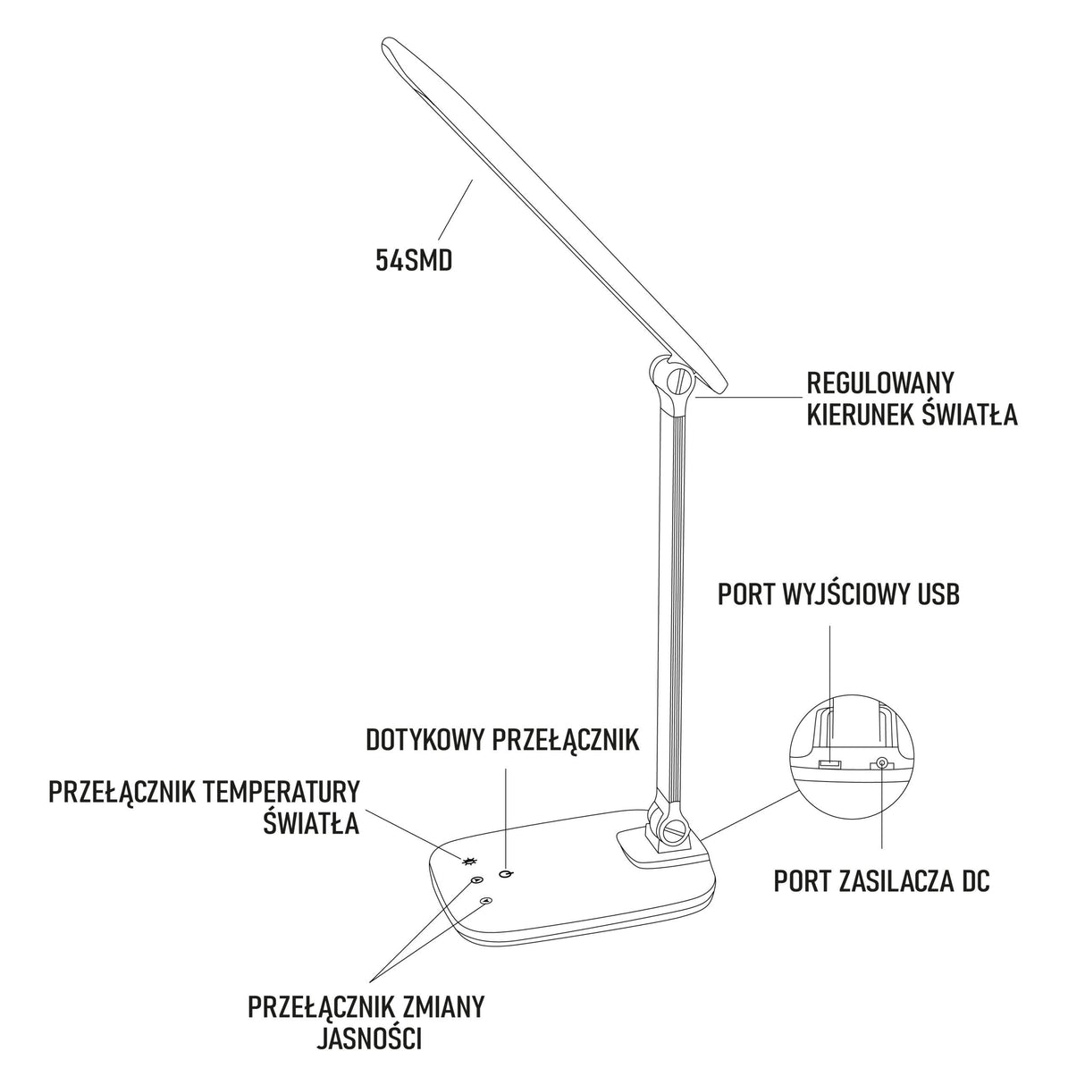 Montis Lampka Biurkowa Wielofunkcyjna Led Mt042-Bk Negro/Black Lámpara De Mesa 5,7 W F Negro