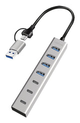 Hub Usb 3.0, 7 Puertos 4xusb-A + 3xusb-C, Cable Usb-A/Usb-C 3.0 2 En 1, 5 Gbps