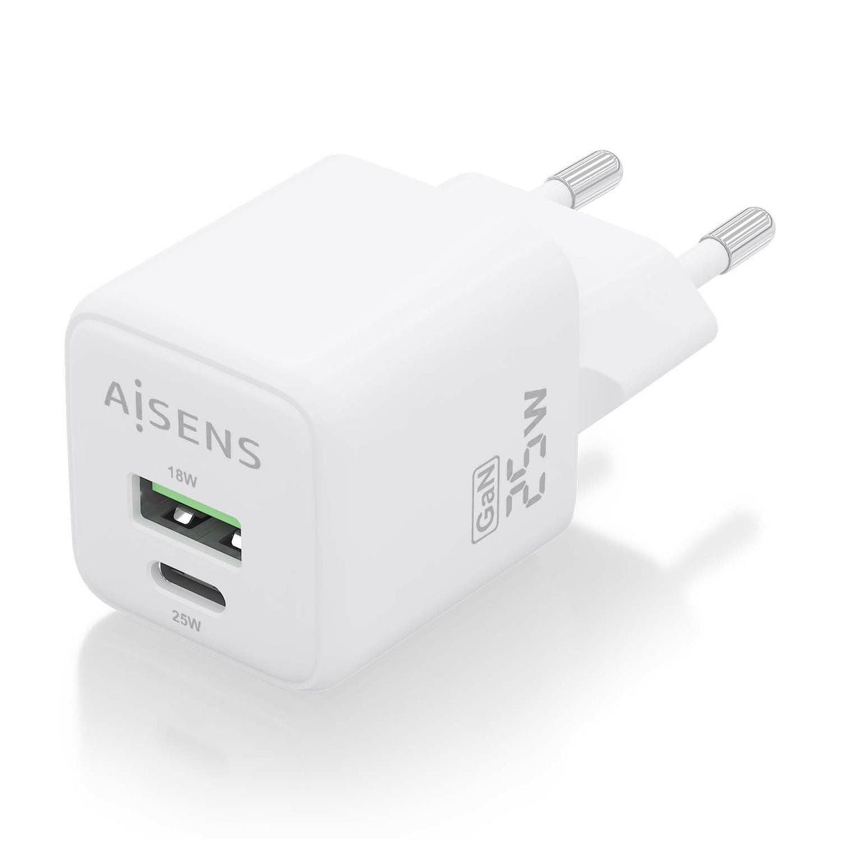 Aisens Cargador Gan 25w, 1xusb-C Pd3.0 Qc4.0, 1xusb-A Qc3.0, Blanco