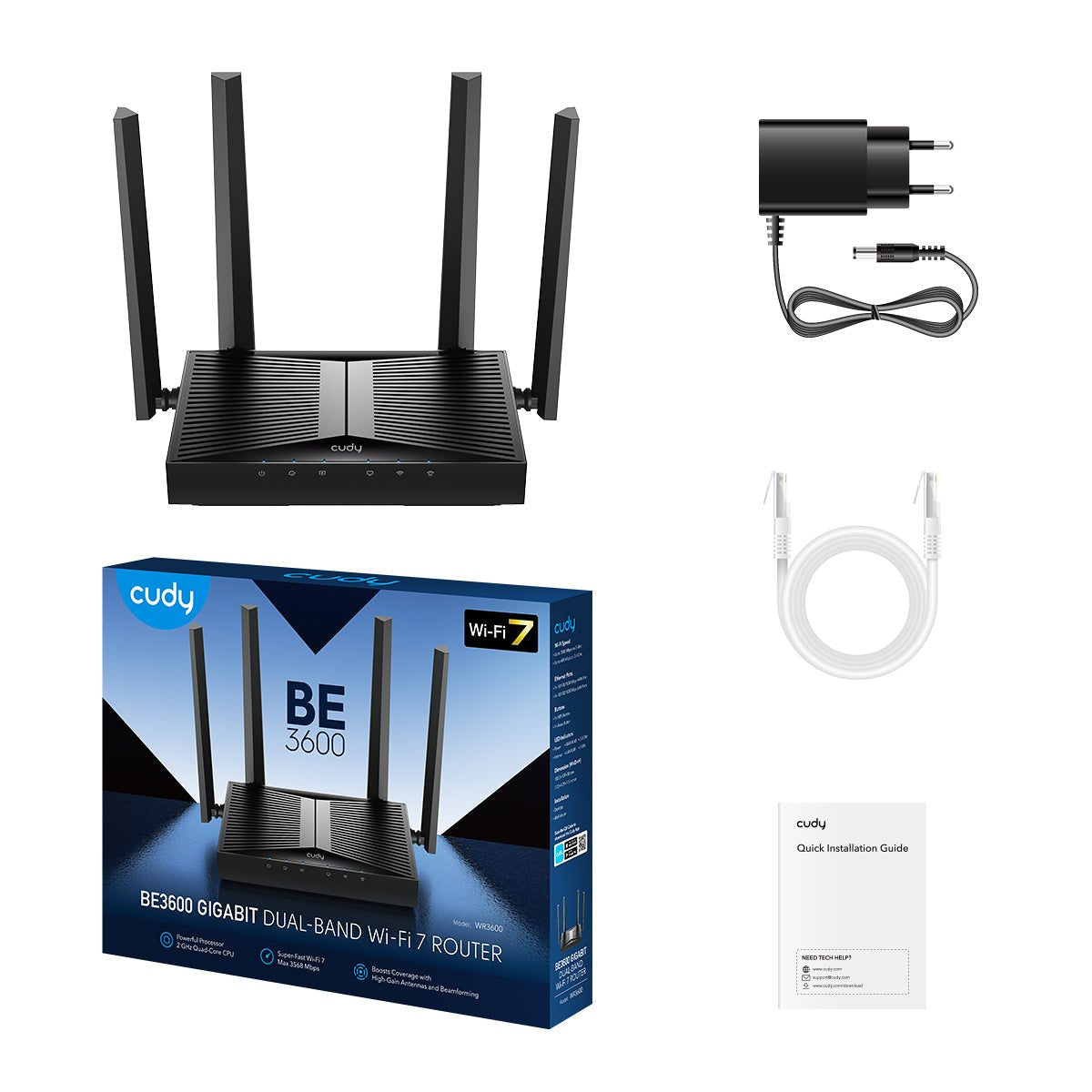 EAN 6971690793517 - Cudy WR3600 router inalámbrico Gigabit Ethernet Doble banda (2,4 GHz / 5 GHz) Negro imagen 3
