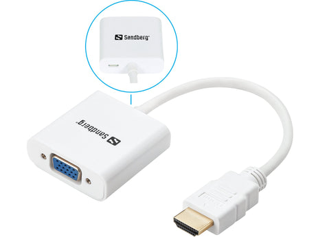 EAN 5705730508691 - Sandberg 508-69 adaptador de cable de vídeo VGA (D-Sub) HDMI tipo A (Estándar) Blanco imagen 1