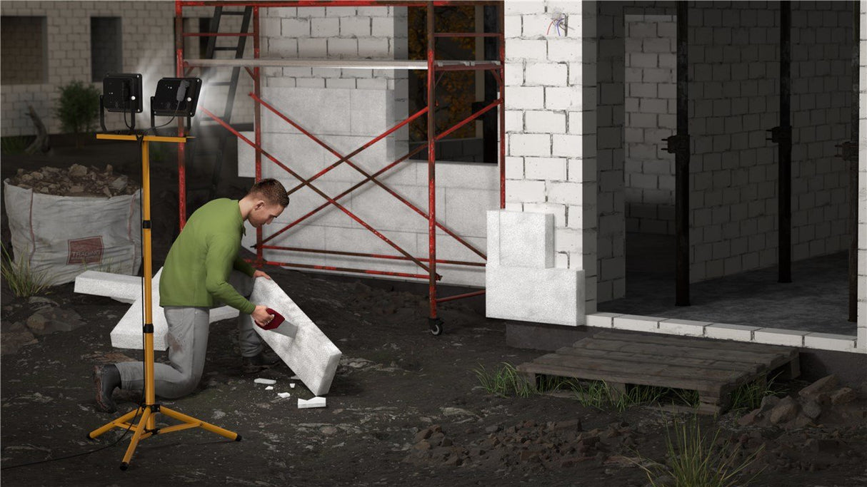 Luz De Trabajo Led Con Trípode Telescópico, 2x 50w 8500lm Y Luz Blanca Fría (6500 K), Interior Y Exterior Ip65