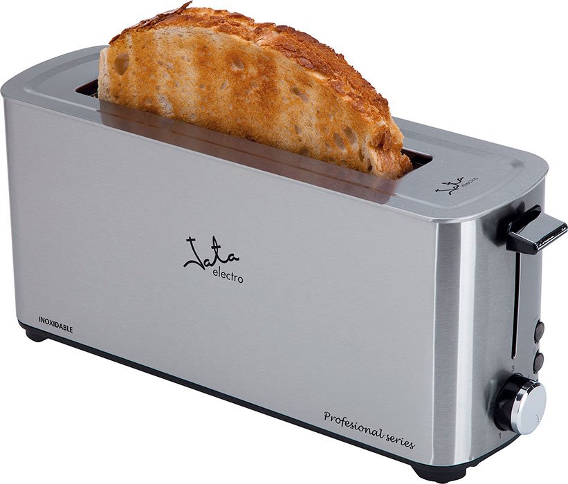 Tostadora Jata Tt1043 1000w Cuerpo Acero Inox Boca Ancha 40mm 5 Posiciones Tostado Pulsador Parada Voluntaria
