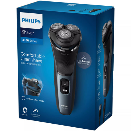 EAN 8720689018555 - Philips 3000 series S3144/00 afeitadora Máquina de afeitar de rotación Recortadora Azul imagen 4