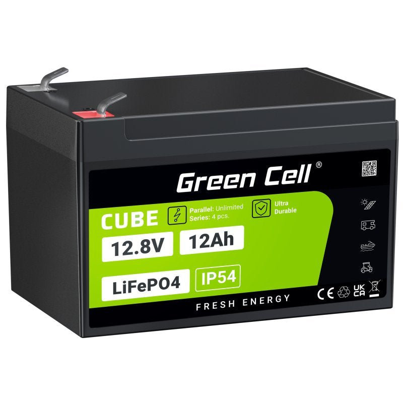 Green Cell Lfpgc12v12ah Batería Para Sistema Ups Fosfato De Hierro-Litio (Lifepo4) 12,8 V 12 Ah