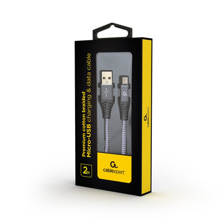 EAN 8716309108188 - Cablexpert CC-USB2B-AMMBM-2M-WB2 cable USB USB 2.0 USB A Micro-USB B Gris, Blanco imagen 1