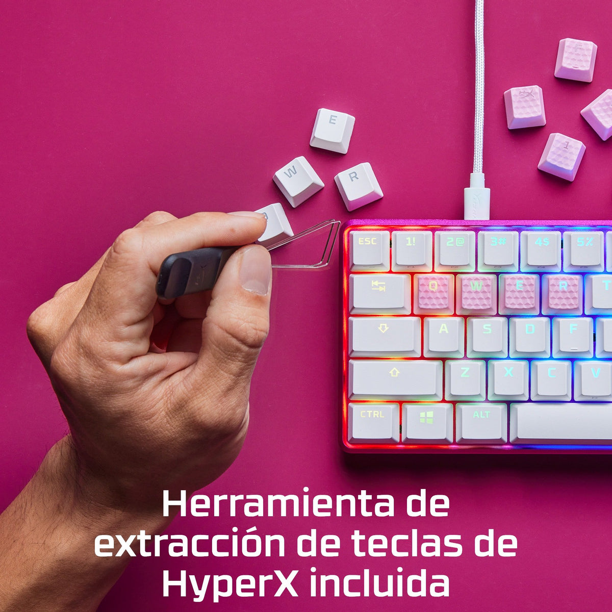 EAN 196188737330 - HyperX Rubber Keycaps - Gaming Accessory Kit - Pink (US Layout) Tecla imagen 9