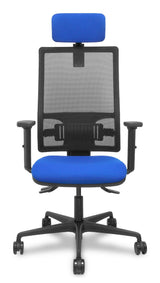 Piqueras Y Crespo Silla Bormate Asincro Malla Negra Asiento Bali Azul Brazos 2d Ruedas 65mm Cabecero Regulable