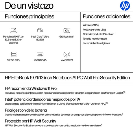EAN 0199251426322 - HP EliteBook 6 G1i Wolf Pro Security Edition Intel Core Ultra 5 225U Portátil 33,8 cm (13.3") WUXGA 16 GB imagen 4