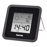 Hama  Termómetro E Higrómetro Digital, Con Reloj Y Previsión Meteorológica (Control De Temperatura Digital Con Termómetro E Higrómetro Medidor De Temperatura Para Interior) Color Negro.