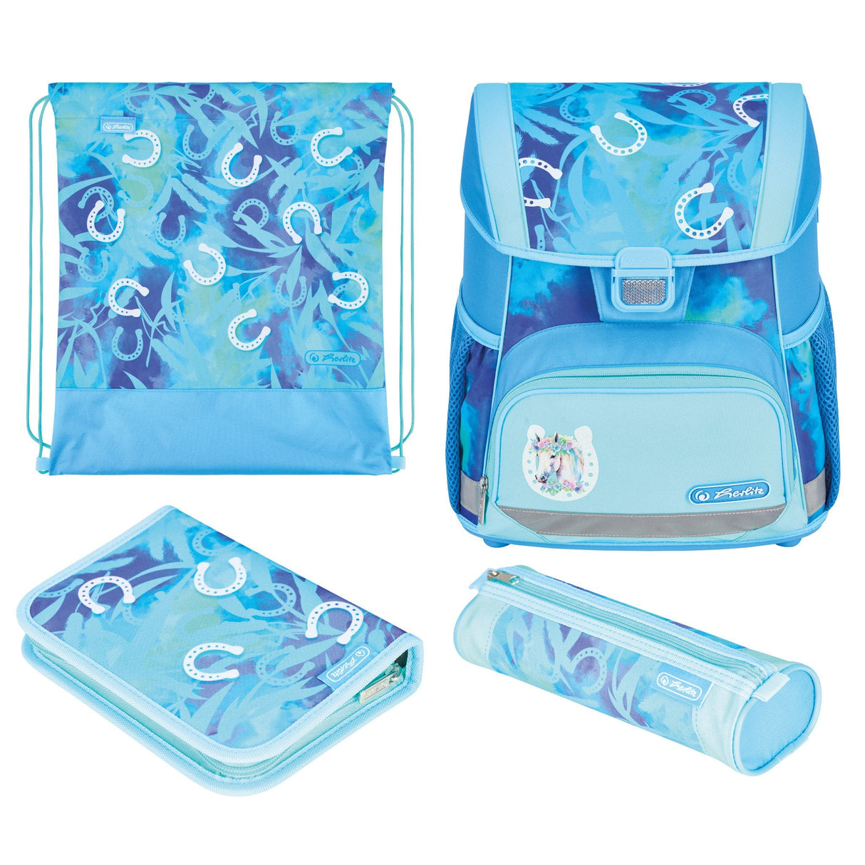 EAN 4008110397092 - Herlitz Loop Plus Lucky Horse juego de mochila escolar Chica Poliéster Azul, Azul claro imagen 1