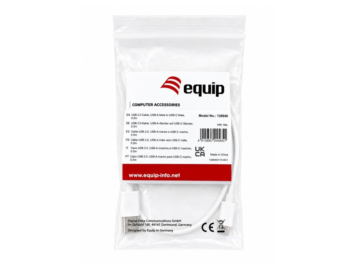 Equip Cable Usb-A->C2.0 3a M/M 0.50m Blanco