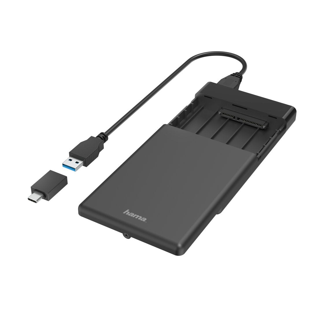 Hama Essential Carcasa Externa Para Ssd Y Hdd De 2.5" - Cable Usb-A De 50cm - Velocidad Hasta 5gbps - Adaptador Usb-C -