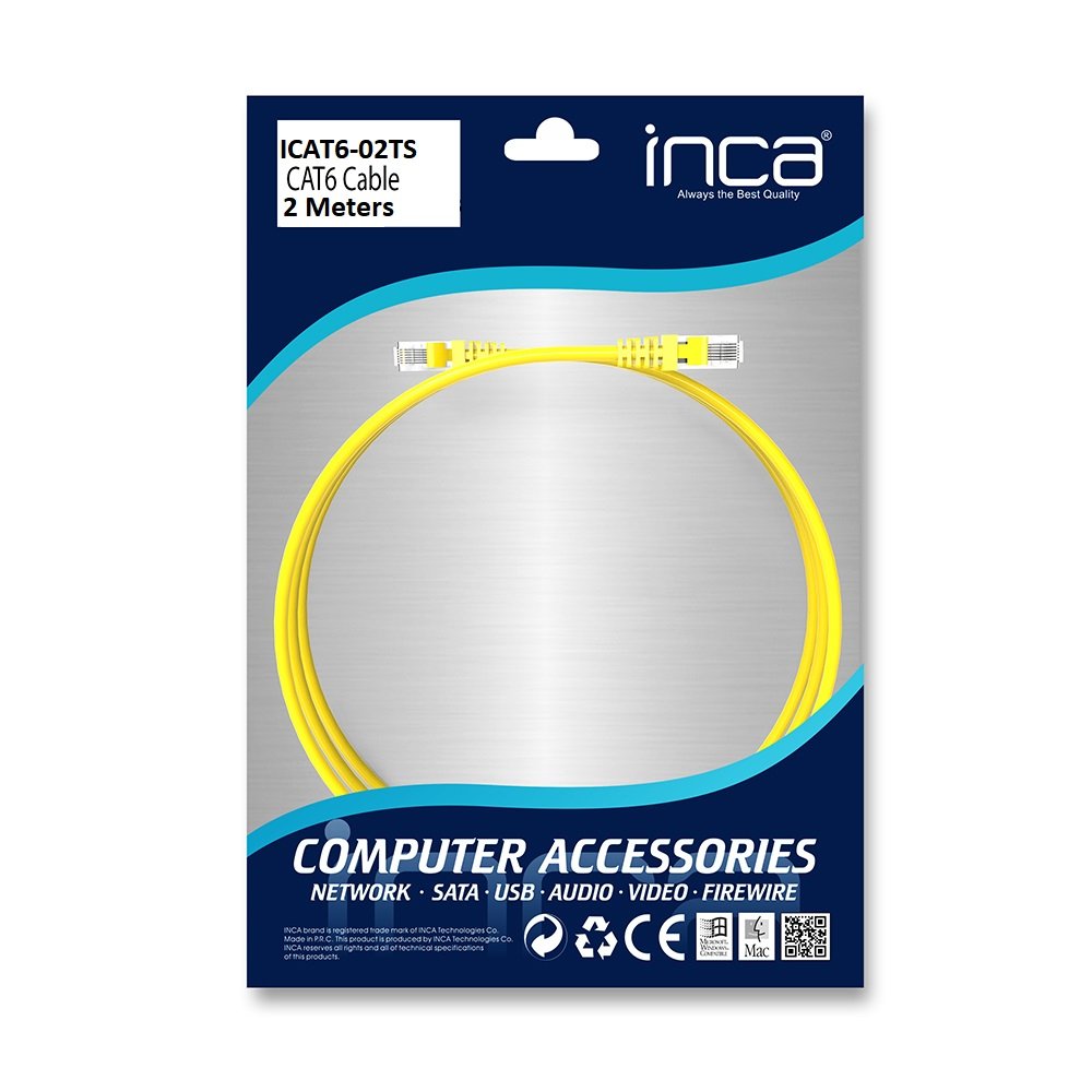 Inca Cable De Red Rj45 Cat6 Utp 250mhz 2.00m Amarillo