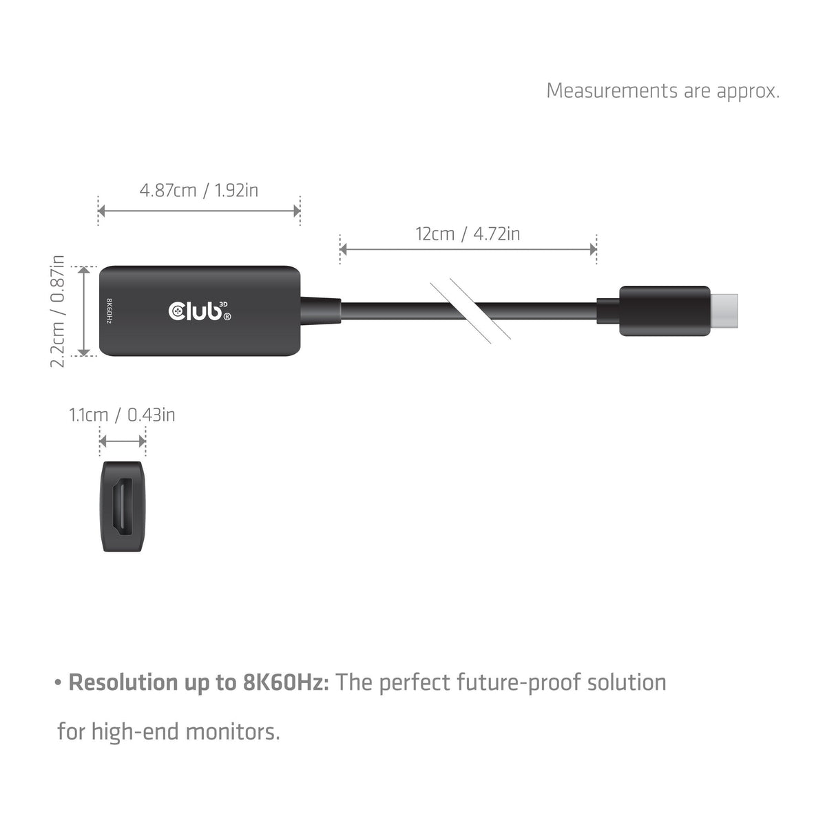 Club3d Adaptador Usb Typ C > Hdmi 2.1 8k Hdr10 Dp1.4 M H Retail