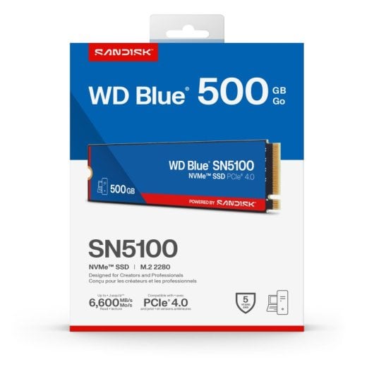 Disco Ssd Sandisk Wd Blue Sn5100 500 Gb M.2 Pci Express 4.0 Nvme Qlc 3d Nand Wds500g5b0e-00cp