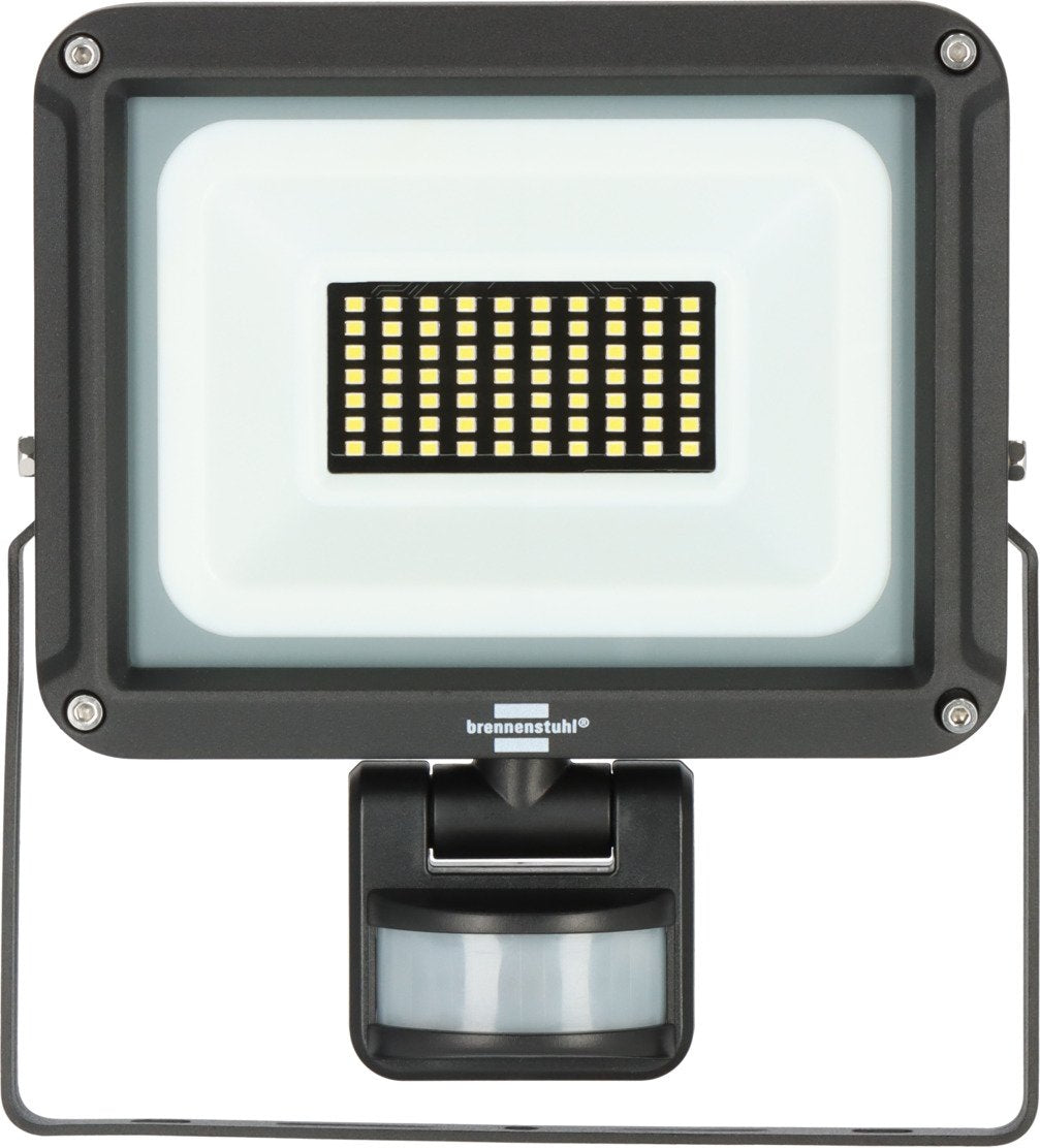 Brennenstuhl Foco Jaro 4060 P (Proyector Led De Pared Para Exteriores Ip65, 30w, 3450lm, 6500k, Con Detector De Movimiento Y Sensor Crepuscular), Black