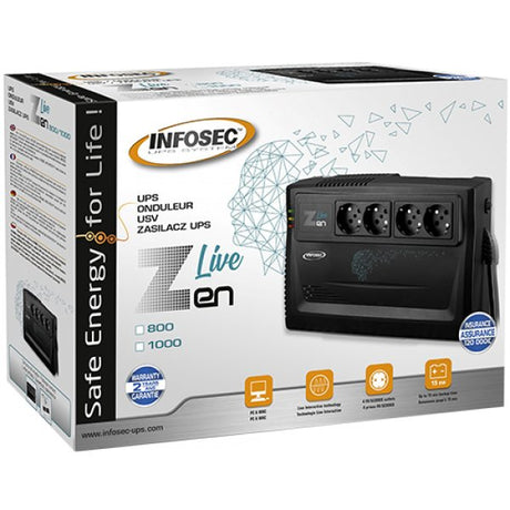 EAN 3700085660836 - Infosec Zen Live 800 sistema de alimentación ininterrumpida (UPS) Línea interactiva 0,8 kVA 480 W 4 salid imagen 4
