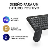 Teclado Español Logitech Pebble 2 Combo  Ratón Incluido Universal Rf Wireless + Bluetooth Qwerty Grafito