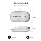 Raton Optico Wireless Mini Flat Silver Subblim Hasta 1600dpi/ Inalambrico/ Silent Click/ Ambidiestro