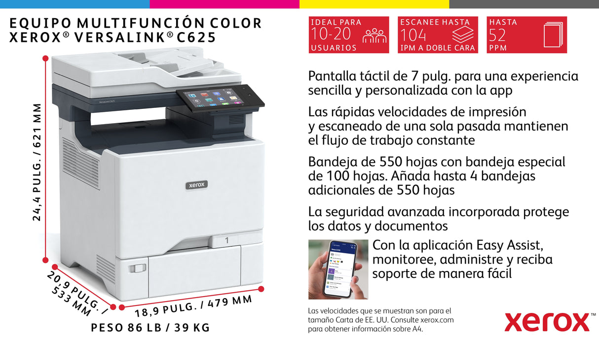 EAN 95205040807 - Xerox VersaLink C625V_DN impresora multifunción Laser 1200 x 1200 DPI imagen 22