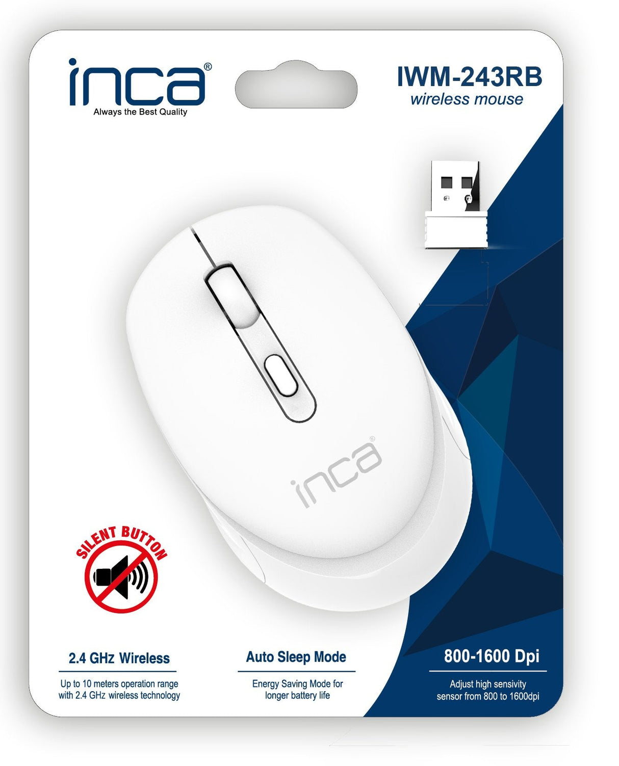 Inca Raton Iwm-243rb 1600 Dpi,Candy Design Blanco, 2,4ghz