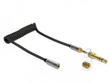 Delock Spiralcable Verlängerung 3,5 Mm 3 Pin Klinkenstecker Zu Klinkenbuchse Mit 6,35 Mm Schraubadapter 1 M