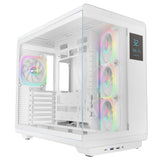 Caja Pc  Atx Mars Gaming Mc-Revpro Pantalla Lcd 4.3" Cristal Templado 4x Ventiladores Argb Blanco
