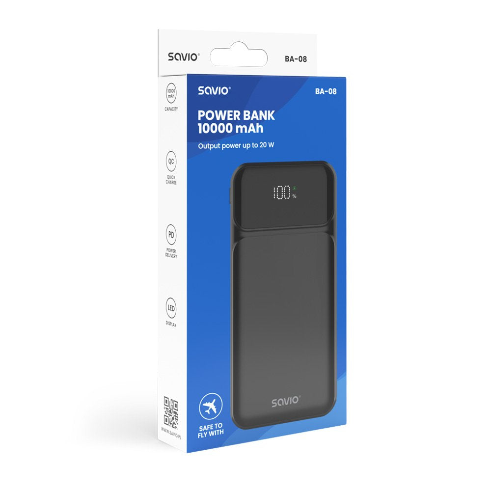 EAN 5901986049364 - Savio BA-08 batería externa Polímero de litio 1000 mAh Negro imagen 3