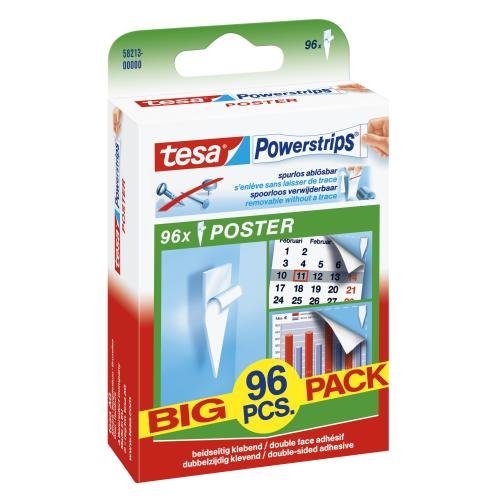 Tesa Powerstrips Poster Big Pack, Adhesivo Blanco, 96 Piezas