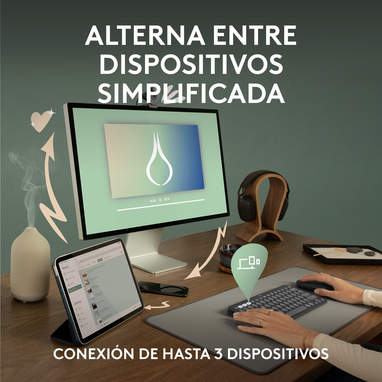 Teclado Logitech Pebble Keys 2 K380s Rf Wireless + Bluetooth Qwerty  Blanco Español