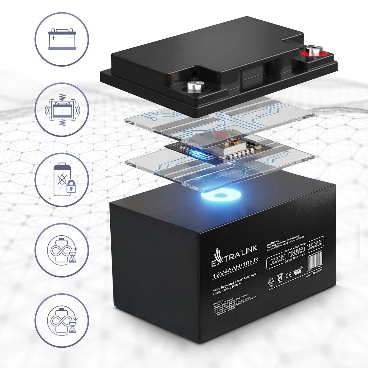 Extralink Akumulator Battery Accumulator Agm 12v 45ah Sealed Lead Acid (Vrla)