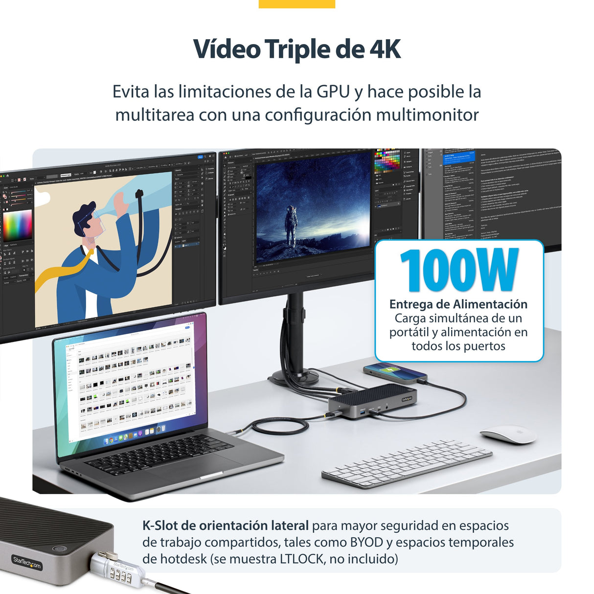 EAN 0065030900089 - StarTech.com 116E-USBC-DOCK base para portátil y replicador de puertos Alámbrico USB 3.2 Gen 2 (3.1 Gen 2 imagen 10