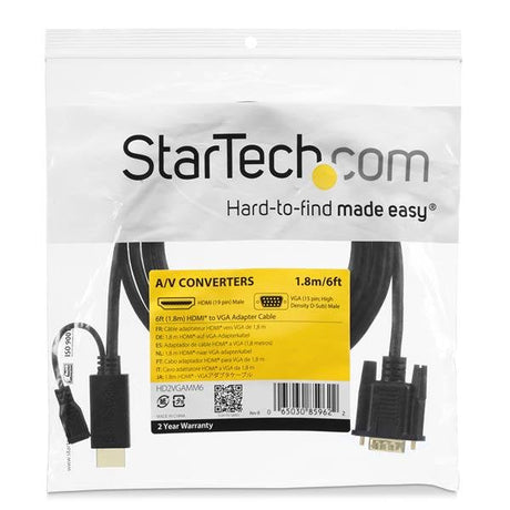 EAN 0065030859615 - StarTech.com HD2VGAMM3 adaptador de cable de vídeo 0,9 m VGA (D-Sub) HDMI + Micro USB Negro imagen 5