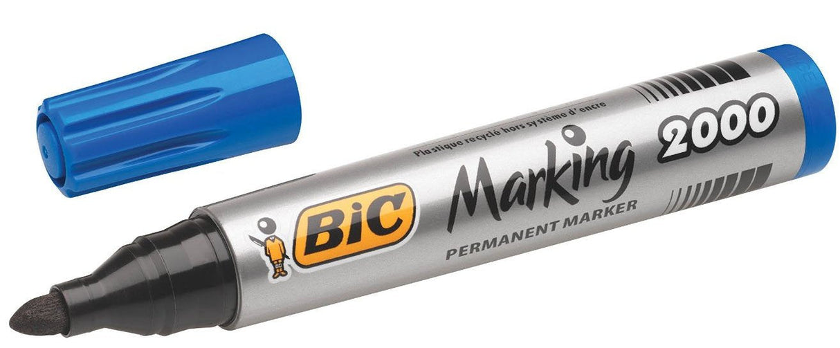Caja De Rotuladores De Punta Fibra Acrílica Permanente Bic Marking 2000 4.9mm 12 Unidades Azules